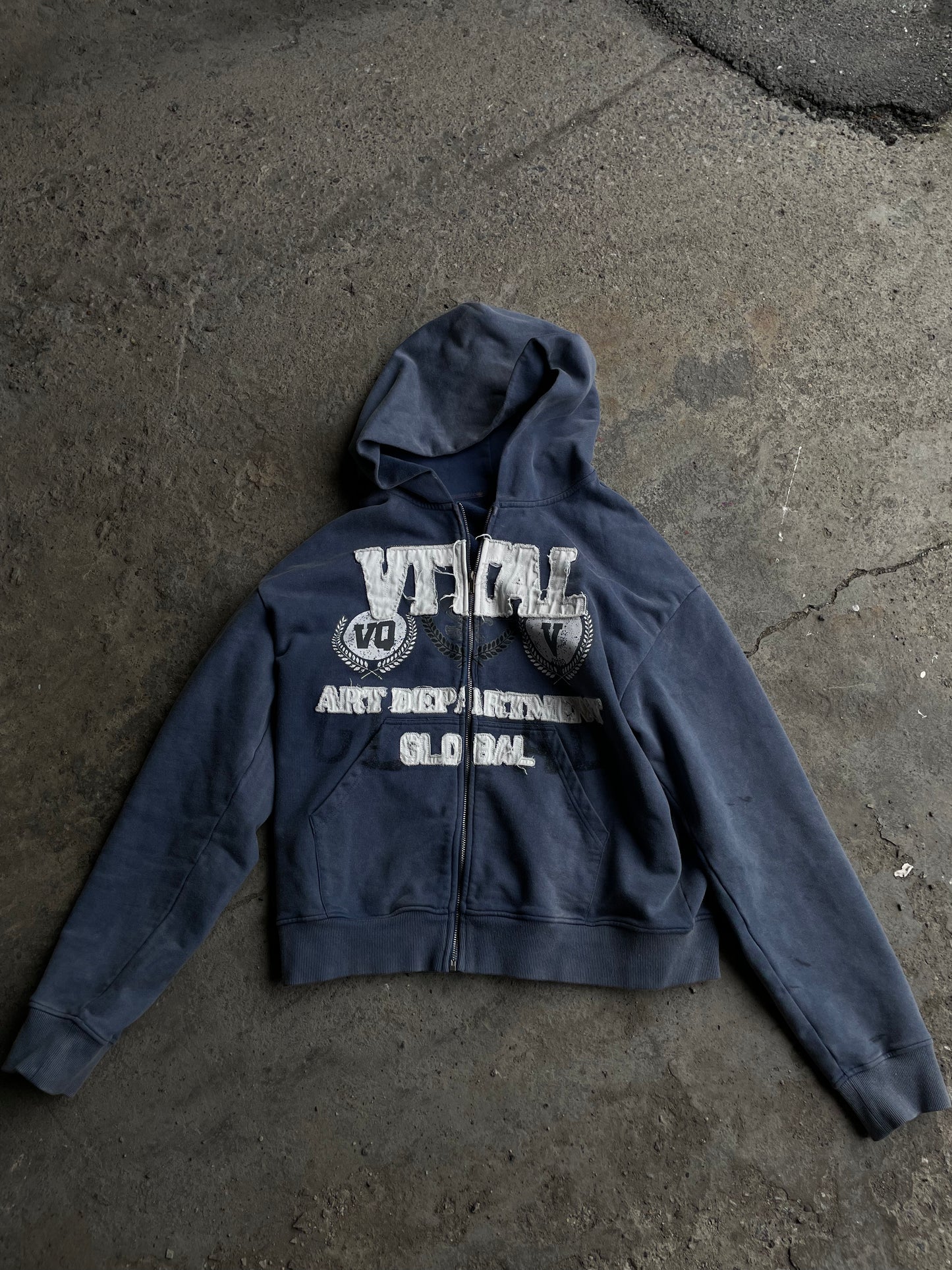 Vital Quest DISTRESSED "WASHED OCEAN" ZIP UP